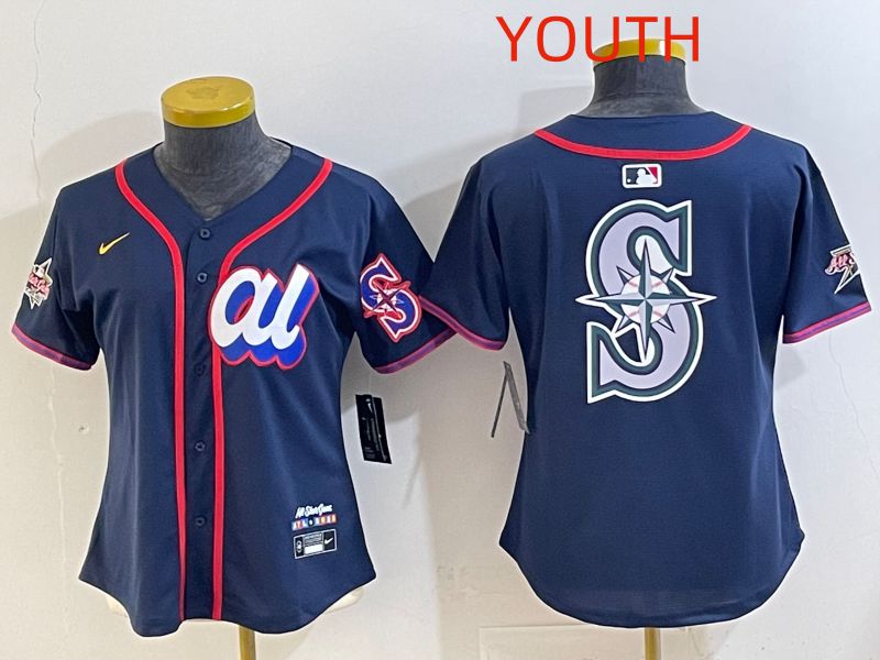 Youth 2025 Seattle Mariners Blank Drak Blue All star Nike MLB Jersey style 09